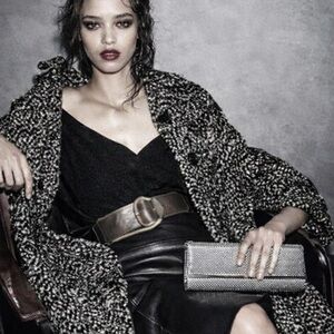 McCLINTOCK Silver Tone Mesh Evening Clutch / Chain Strap